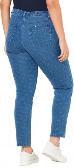 Ulla Popken Polka Dot Stretch Fit Jeans Blue Denim - Jeansy & Spodnie w Dużych Rozmiarach – Plus Size - 