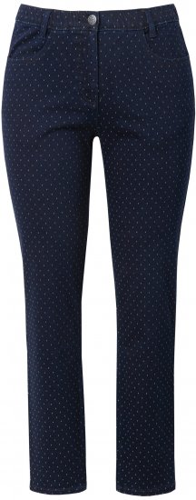 Ulla Popken Polka Dot Stretch Fit Jeans Denim Blue - Jeansy & Spodnie w Dużych Rozmiarach – Plus Size - 