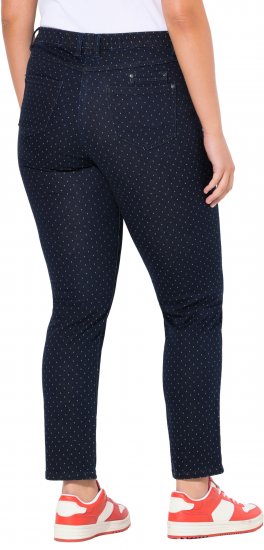 Ulla Popken Polka Dot Stretch Fit Jeans Denim Blue - Jeansy & Spodnie w Dużych Rozmiarach – Plus Size - 