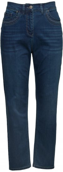 Ulla Popken Rivet Detail Mom Jeans Blue - Jeansy & Spodnie w Dużych Rozmiarach – Plus Size - 