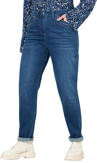 Ulla Popken Rivet Detail Mom Jeans Blue - Jeansy & Spodnie w Dużych Rozmiarach – Plus Size - 