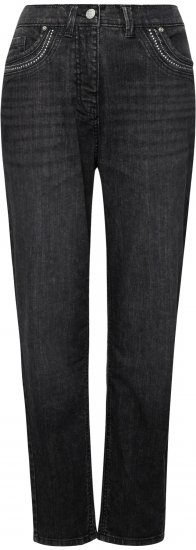 Ulla Popken Rivet Detail Mom Jeans Denim Blue - Jeansy & Spodnie w Dużych Rozmiarach – Plus Size - 