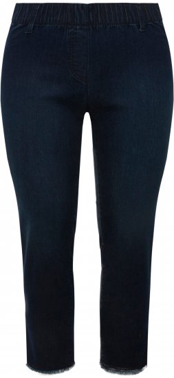 Ulla Popken Cropped Raw Hem Jeggings Denim Blue - Jeansy & Spodnie w Dużych Rozmiarach – Plus Size - 