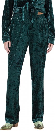 Ulla Popken Velvet Elastic Waist Pants Green - Jeansy & Spodnie w Dużych Rozmiarach – Plus Size - 