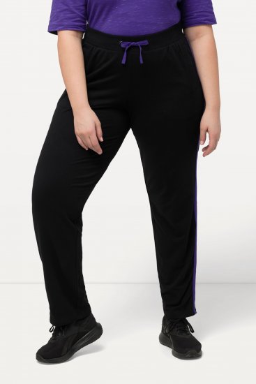 Ulla Popken Striped Elastic Waist Sweatpants Black - Jeansy & Spodnie w Dużych Rozmiarach – Plus Size - 