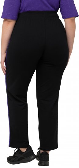 Ulla Popken Striped Elastic Waist Sweatpants Black - Jeansy & Spodnie w Dużych Rozmiarach – Plus Size - 
