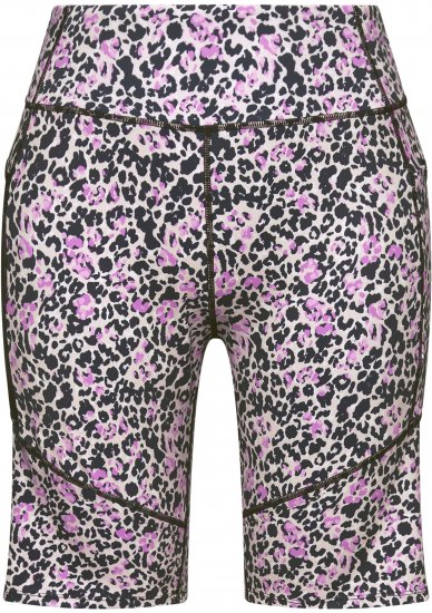 Ulla Popken Leopard Print Quick Drying Shorts Black - Jeansy & Spodnie w Dużych Rozmiarach – Plus Size - 
