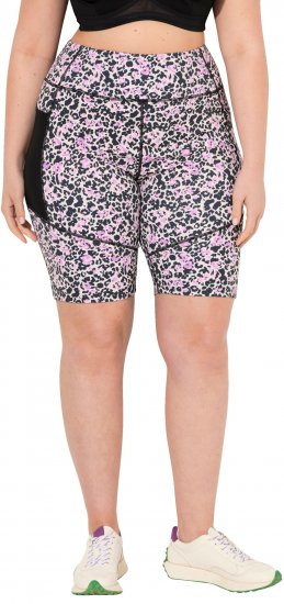 Ulla Popken Leopard Print Quick Drying Shorts Black - Jeansy & Spodnie w Dużych Rozmiarach – Plus Size - 