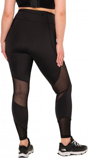 Ulla Popken Mesh Panel Leggings Black - Jeansy & Spodnie w Dużych Rozmiarach – Plus Size - 