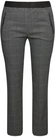 Ulla Popken Plaid Elastic Waist Tapered Leg Pants Black - Jeansy & Spodnie w Dużych Rozmiarach – Plus Size - 