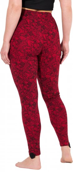 Ulla Popken Lace Print Leggings Red - Jeansy & Spodnie w Dużych Rozmiarach – Plus Size - 