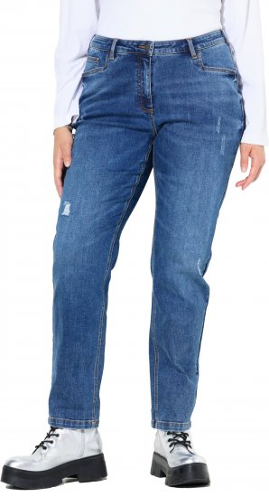 Ulla Popken Lightly Distressed Boyfriend Jeans Blue - Jeansy & Spodnie w Dużych Rozmiarach – Plus Size - 