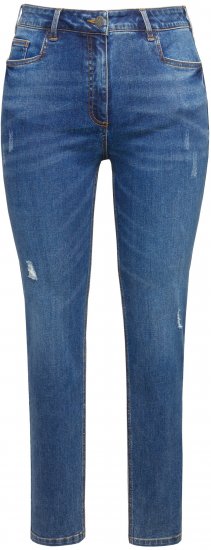 Ulla Popken Lightly Distressed Slim Leg Jeans Blue - Jeansy & Spodnie w Dużych Rozmiarach – Plus Size - 