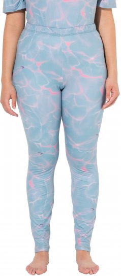 Ulla Popken Wave Print Ski Leggings Blue - Jeansy & Spodnie w Dużych Rozmiarach – Plus Size - 