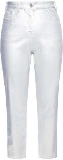 Ulla Popken Metallic Stretch Fit Mom Jeans Silver - Jeansy & Spodnie w Dużych Rozmiarach – Plus Size - 