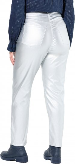 Ulla Popken Metallic Stretch Fit Mom Jeans Silver - Jeansy & Spodnie w Dużych Rozmiarach – Plus Size - 