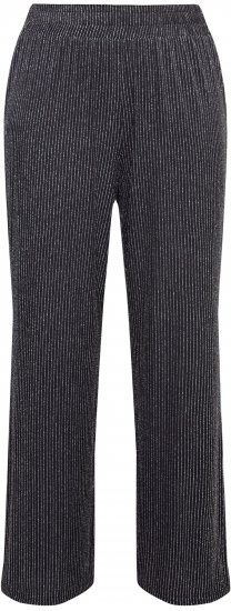 Ulla Popken Sparkling Pinstripe Elastic Waist Pants Black - Jeansy & Spodnie w Dużych Rozmiarach – Plus Size - 