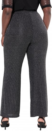 Ulla Popken Sparkling Pinstripe Elastic Waist Pants Black - Jeansy & Spodnie w Dużych Rozmiarach – Plus Size - 