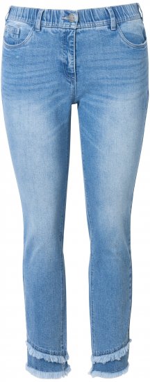 Ulla Popken Double Fringe Hem Stretch Fit Jeans Light Blue Denim - Jeansy & Spodnie w Dużych Rozmiarach – Plus Size - 