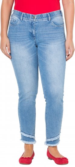 Ulla Popken Double Fringe Hem Stretch Fit Jeans Light Blue Denim - Jeansy & Spodnie w Dużych Rozmiarach – Plus Size - 