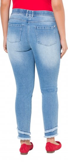 Ulla Popken Double Fringe Hem Stretch Fit Jeans Light Blue Denim - Jeansy & Spodnie w Dużych Rozmiarach – Plus Size - 