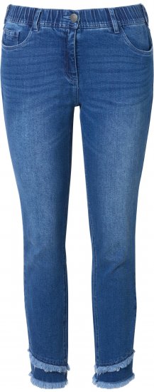 Ulla Popken Double Fringe Hem Stretch Fit Jeans Denim Blue - Jeansy & Spodnie w Dużych Rozmiarach – Plus Size - 