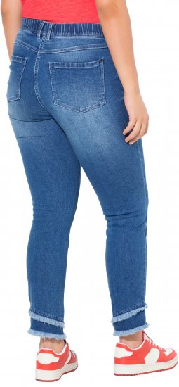 Ulla Popken Double Fringe Hem Stretch Fit Jeans Denim Blue - Jeansy & Spodnie w Dużych Rozmiarach – Plus Size - 