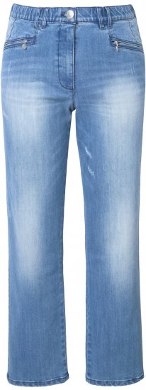 Ulla Popken Tapered Leg Lightly Distressed Jeans Blue Denim - Jeansy & Spodnie w Dużych Rozmiarach – Plus Size - 