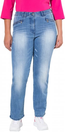 Ulla Popken Tapered Leg Lightly Distressed Jeans Blue Denim - Jeansy & Spodnie w Dużych Rozmiarach – Plus Size - 