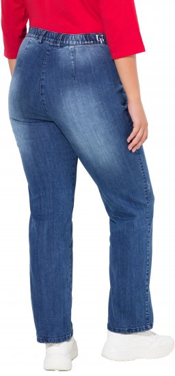 Ulla Popken Tapered Leg Lightly Distressed Jeans Denim Blue - Jeansy & Spodnie w Dużych Rozmiarach – Plus Size - 