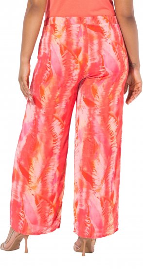 Ulla Popken Feather Batik Print Layered Chiffon Pants - Jeansy & Spodnie w Dużych Rozmiarach – Plus Size - 