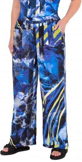 Ulla Popken Blue Stroke Wide Leg Palazzo Pants - Jeansy & Spodnie w Dużych Rozmiarach – Plus Size - 