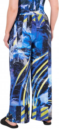 Ulla Popken Blue Stroke Wide Leg Palazzo Pants - Jeansy & Spodnie w Dużych Rozmiarach – Plus Size - 