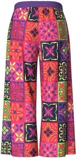 Ulla Popken Tile Print Wide Leg Palazzo Pants Purple - Jeansy & Spodnie w Dużych Rozmiarach – Plus Size - 