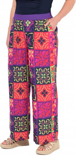 Ulla Popken Tile Print Wide Leg Palazzo Pants Purple - Jeansy & Spodnie w Dużych Rozmiarach – Plus Size - 