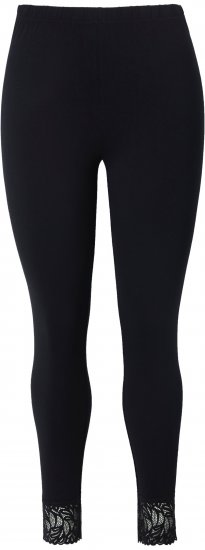 Ulla Popken Lace Trim Leggings Black - Jeansy & Spodnie w Dużych Rozmiarach – Plus Size - 