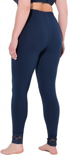 Ulla Popken Lace Trim Leggings Navy - Jeansy & Spodnie w Dużych Rozmiarach – Plus Size - 