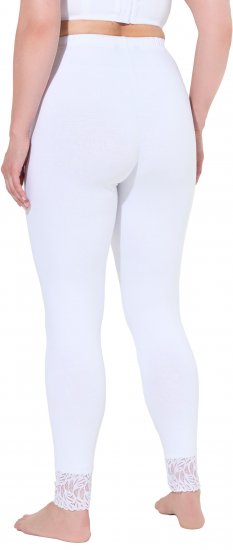 Ulla Popken Lace Trim Leggings White - Jeansy & Spodnie w Dużych Rozmiarach – Plus Size - 