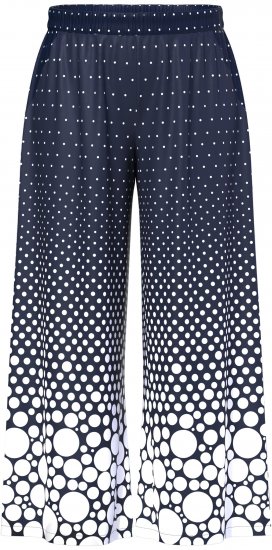 Ulla Popken Dot Gradient Wide Leg Elastic Waist Palazzo Pants Grey - Jeansy & Spodnie w Dużych Rozmiarach – Plus Size - 