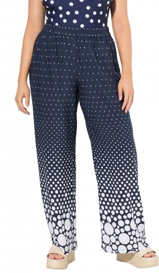 Ulla Popken Dot Gradient Wide Leg Elastic Waist Palazzo Pants Grey - Jeansy & Spodnie w Dużych Rozmiarach – Plus Size - 