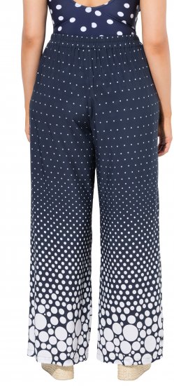 Ulla Popken Dot Gradient Wide Leg Elastic Waist Palazzo Pants Grey - Jeansy & Spodnie w Dużych Rozmiarach – Plus Size - 
