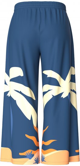 Ulla Popken Abstract Landscape Elastic Waist Palazzo Pants Blue - Jeansy & Spodnie w Dużych Rozmiarach – Plus Size - 