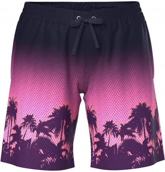 Ulla Popken Active Wide Leg Elastic Waist Palm Tree Pattern Mesh Shorts Black - Jeansy & Spodnie w Dużych Rozmiarach – Plus Size - 