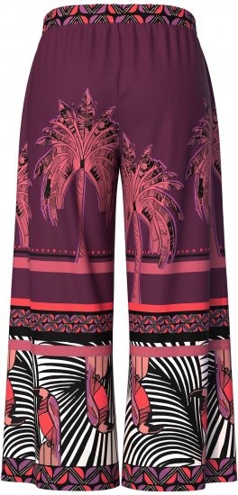 Ulla Popken Mixed Palm Print Elastic Waist Palazzo Pants Red - Jeansy & Spodnie w Dużych Rozmiarach – Plus Size - 