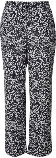 Ulla Popken Leopard Print Elastic Waist Pants Black - Jeansy & Spodnie w Dużych Rozmiarach – Plus Size - 