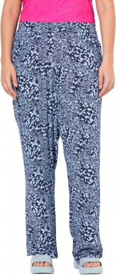 Ulla Popken Patch Print Elastic Waist Pants Navy - Jeansy & Spodnie w Dużych Rozmiarach – Plus Size - 