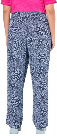 Ulla Popken Patch Print Elastic Waist Pants Navy - Jeansy & Spodnie w Dużych Rozmiarach – Plus Size - 