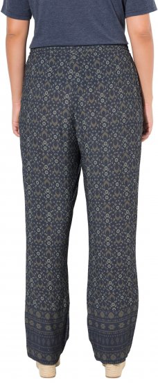 Ulla Popken Geometric Print Elastic Waist Pants Navy - Jeansy & Spodnie w Dużych Rozmiarach – Plus Size - 