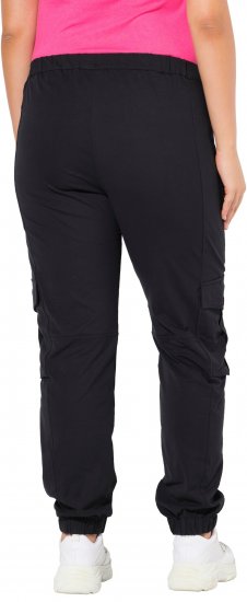 Ulla Popken Elastic Hem Stretch Fit Cargo Pants Black - Jeansy & Spodnie w Dużych Rozmiarach – Plus Size - 