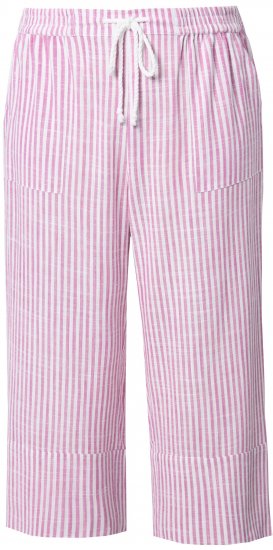 Ulla Popken Coastal Stripe Linen Blend Elastic Waist Culottes Purple - Jeansy & Spodnie w Dużych Rozmiarach – Plus Size - 